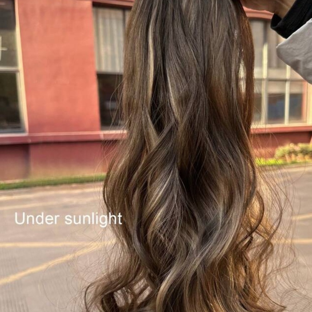 22” Clip-In Hair Extension Brown with Blonde Highlights Wavy | Volume Hairpiece - Picture 11 of 11